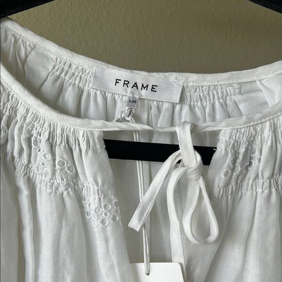 NWT FRAME White Eyelet Puff Sleeve Dress - size Large - Picture 11 of 14